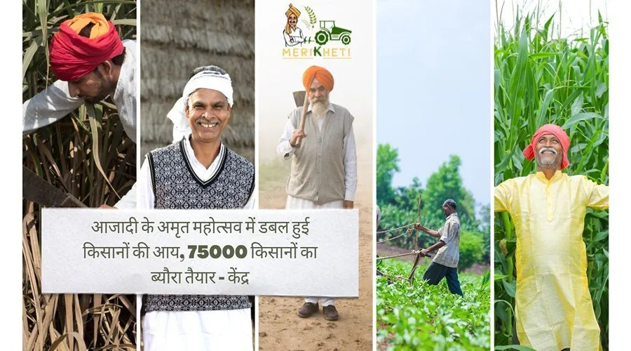 आजादी के अमृत महोत्सव में डबल हुई किसानों की आय, 75000 किसानों का ब्यौरा तैयार - केंद्र
