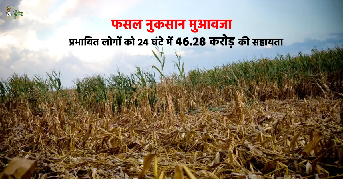 फसल नुकसान मुआवजा: प्रभावित लोगों को 24 घंटे में 46.28 करोड़ की सहायता