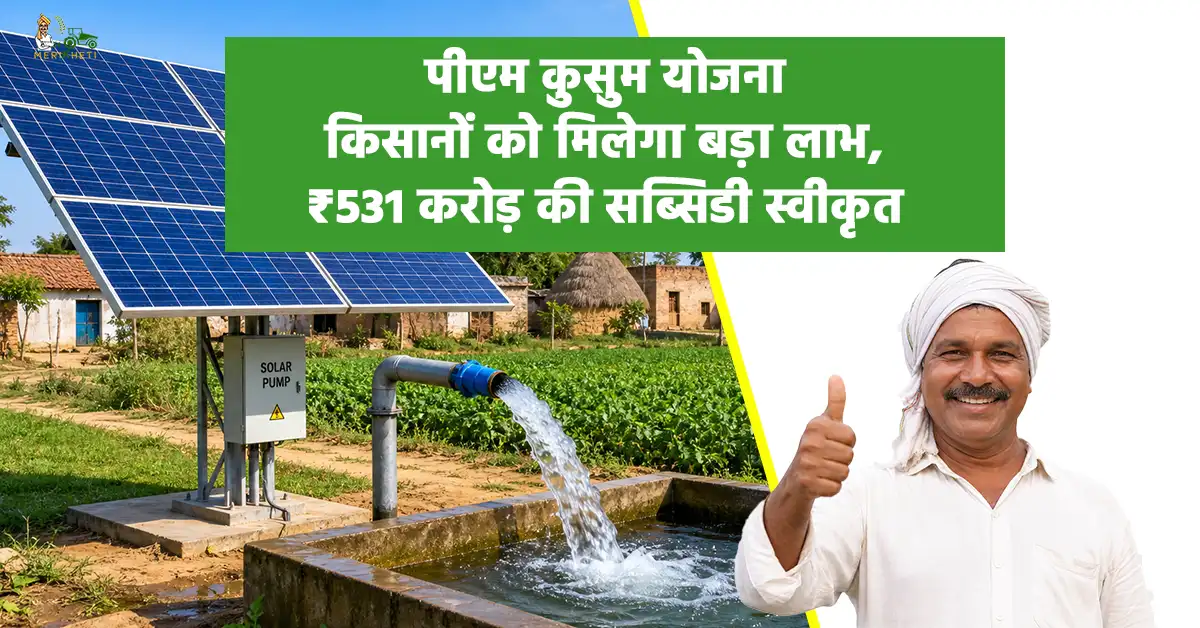 पीएम कुसुम योजना: किसानों को मिलेगा बड़ा लाभ, ₹531 करोड़ की सब्सिडी स्वीकृत